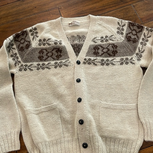 fotrama Sweaters - Fotrama 100% Alpaca Wool Bolivia button front knitted beige sweater cardigan M